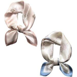 Silk Satin Chrysanthemum Head Scarf Medium Square Hair Scarf for Women 28 Inches